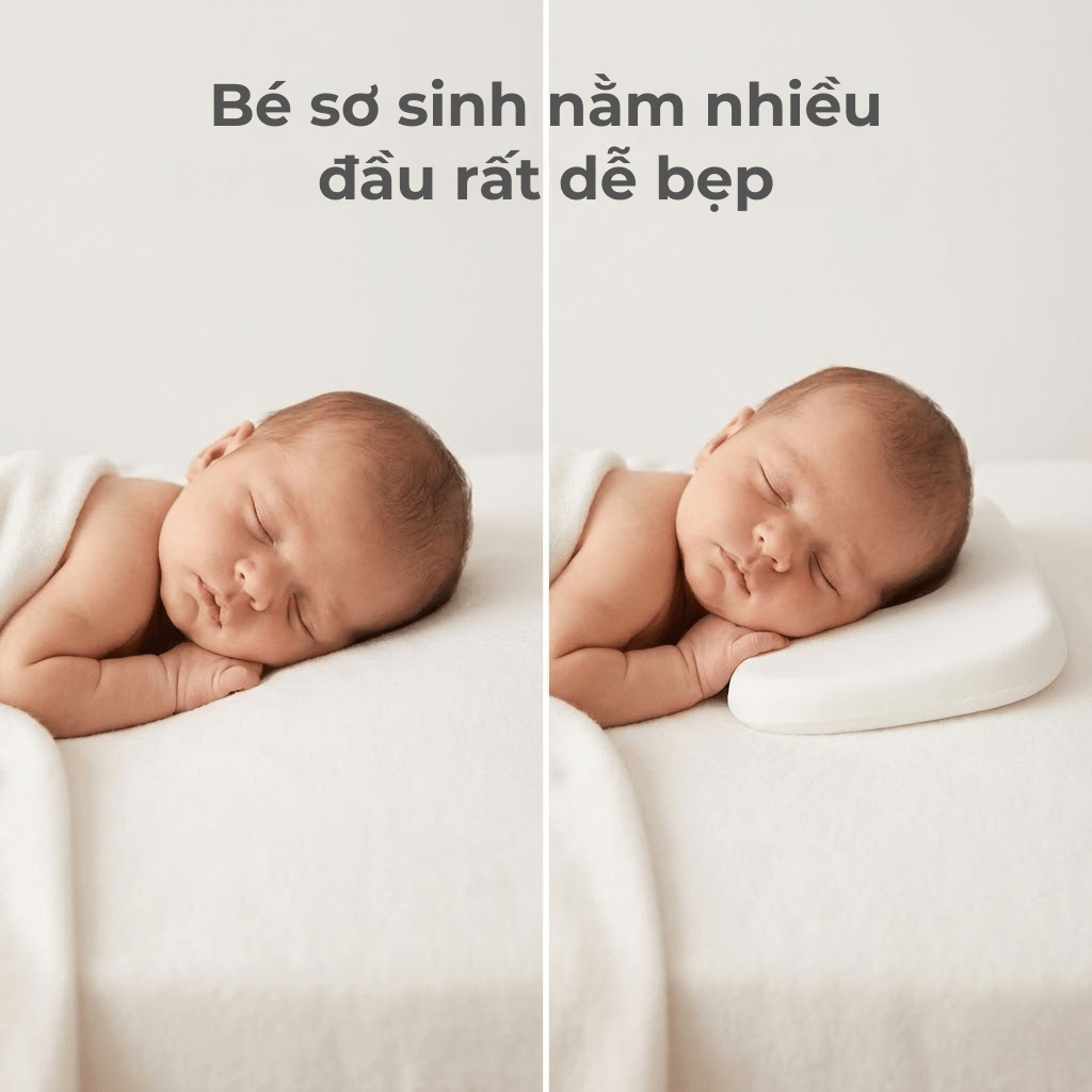 Gối Cao Su Non Babi1 Thiết Kế Lõm Định Hình Đầu Cho Bé Sơ Sinh Kích Thước 35x21x3.2cm