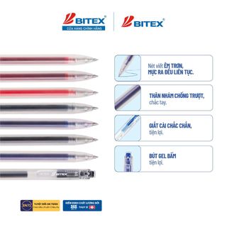 [MỚI VỀ] Bút Gel BITEX G11 Color Joy – 8 Màu Mực Tươi Sáng, Viết Êm, Ngòi 0.5mm, Bút Bấm Tiện Lợi