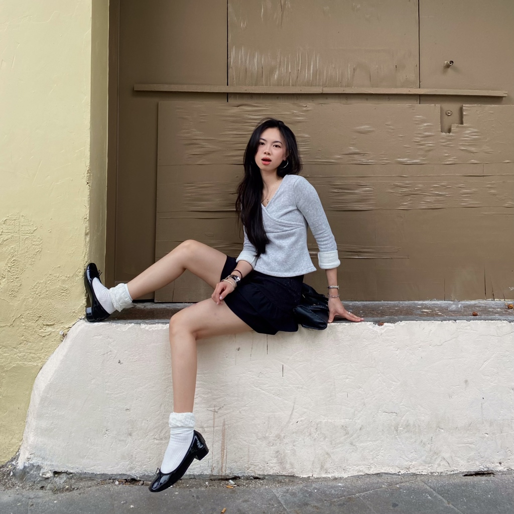 Áo nỉ nữ cổ V SONNA HI - cotton nỉ da cá lót bông 100% cao cấp - BALLET V TOP