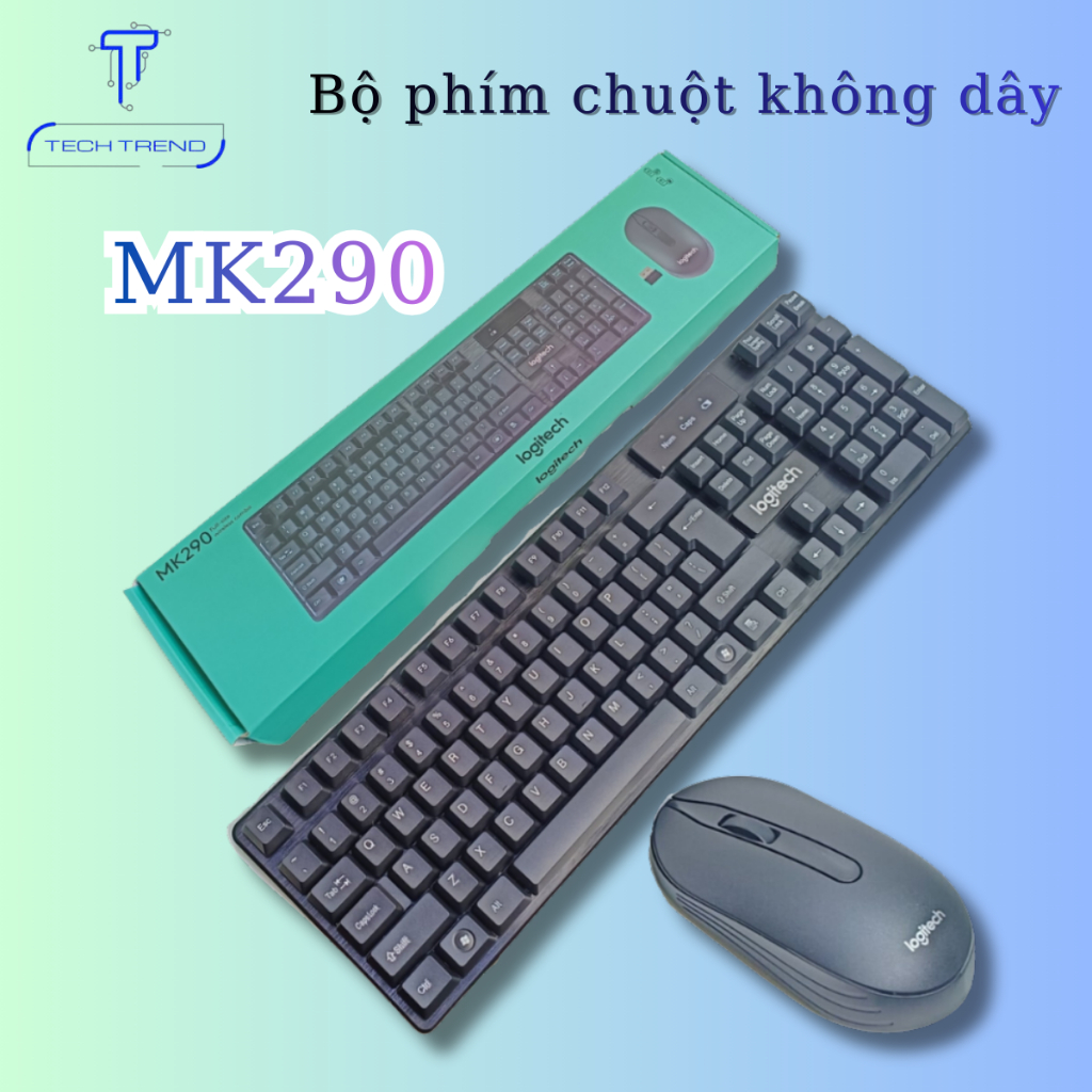 Bộ bàn phím + chuột không dây Logitech Mk290 - New 100% siêu êm không ...