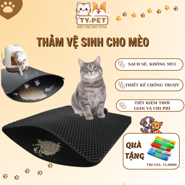 Thảm vệ sinh cho mèo, thảm hứng cát mèo chống văng cát cho nhà vệ sinh, chống trơn trượt, chống trầy xước, mài mòn