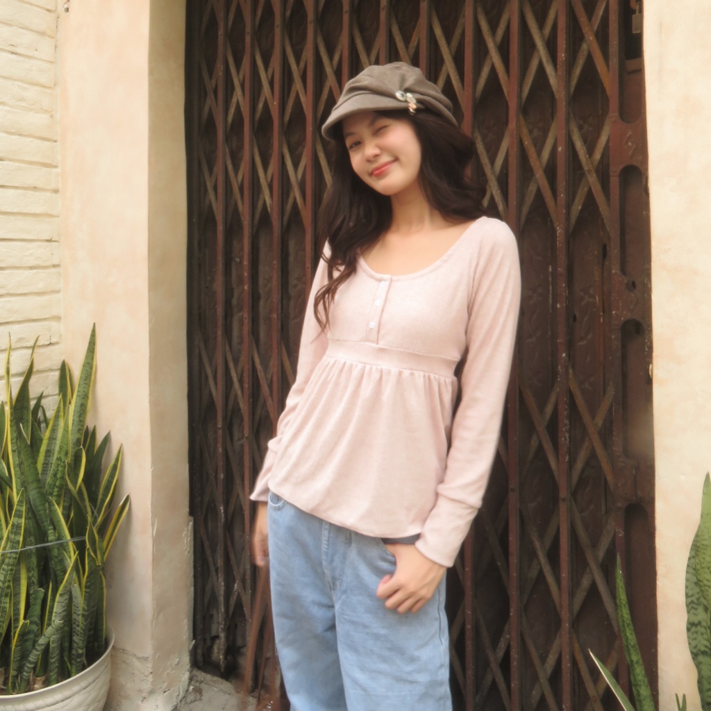 Áo babydoll dài tay SONNA HI - cúc ngực, dáng peplum - BABY SMOCK BLOUSE