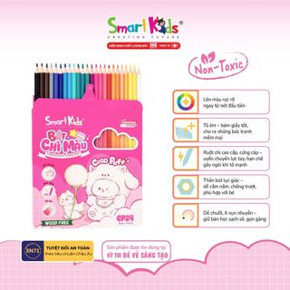 [MỚI VỀ] Vỉ/ Ống Bút Chì Màu Coco Puff Smartkids 12/18/36 Màu Tô – Thiết Kế Dễ Thương – Chuẩn EN71 – An Toàn Cho Bé