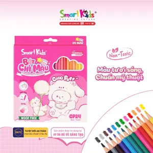 Vỉ/ Ống Bút Chì Màu Coco Puff Smartkids 12/18/36 Màu Tô – Thiết Kế Dễ Thương – Chuẩn EN71 – An Toàn Cho Bé