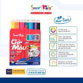[MỚI VỀ[ Vi/ Ống Bút Chì Màu Smartkids Fantasy Warriors 12/24 Màu Tô – Woodfree – Ruột Mềm – Lên Màu Đẹp – Chính Hãng
