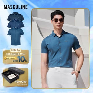 Áo sơ mi cộc tay nam MASCULINE ASM601 - Sơ mi tay ngắn cao cấp form regular vải silk nylon spandex
