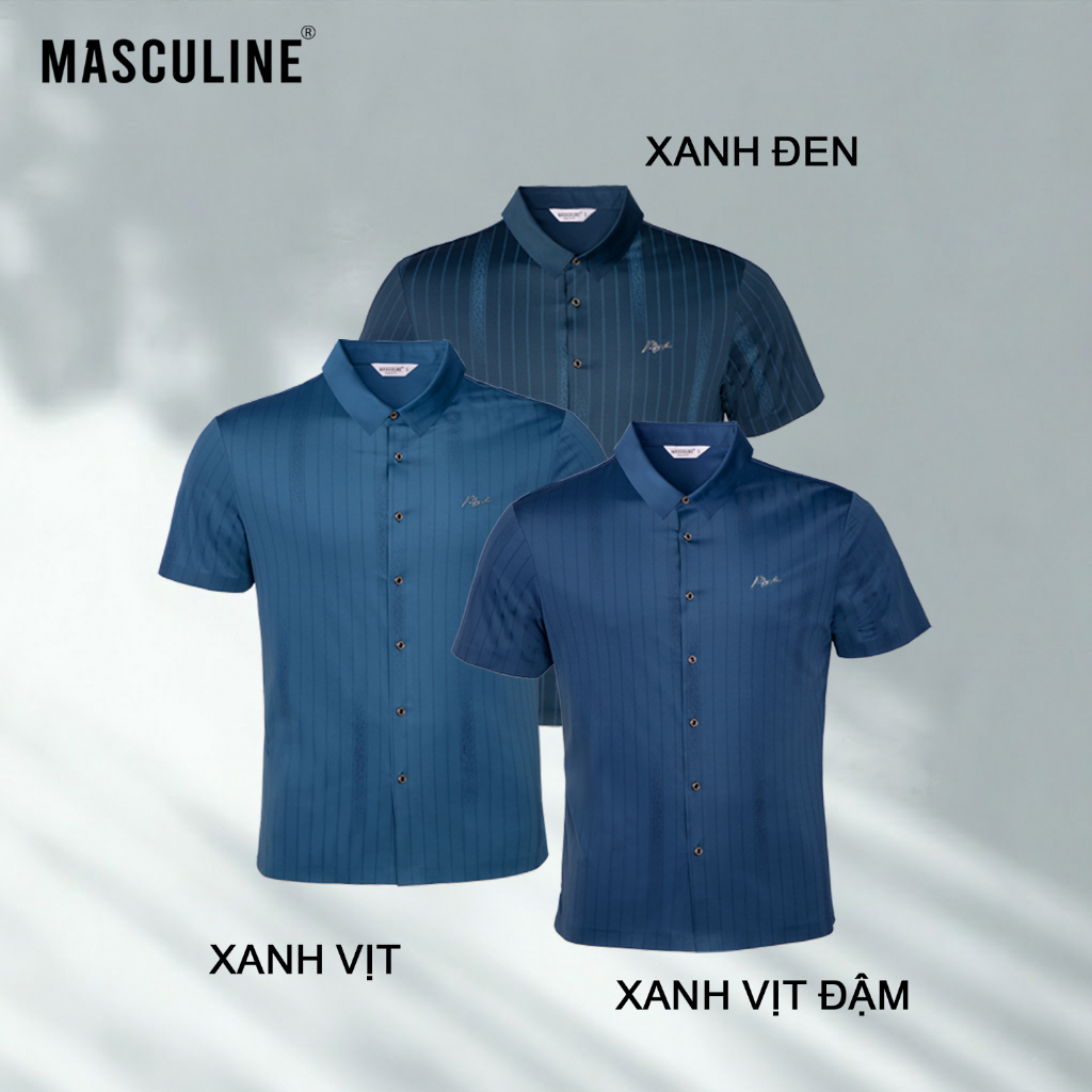 Áo sơ mi cộc tay nam MASCULINE ASM601 - Sơ mi tay ngắn cao cấp form regular vải silk nylon spandex