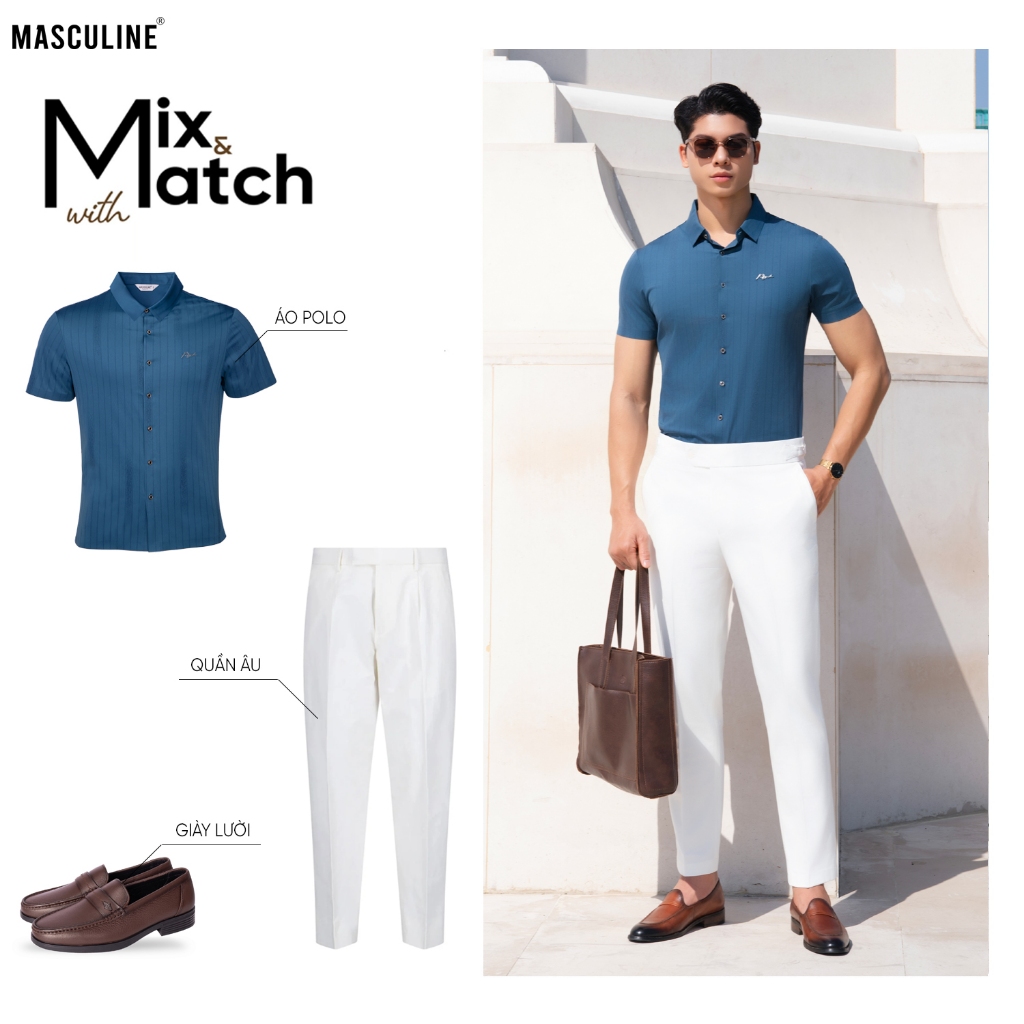 Áo sơ mi cộc tay nam MASCULINE ASM601 - Sơ mi tay ngắn cao cấp form regular vải silk nylon spandex