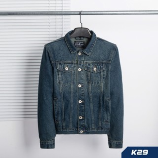 HUNTERXRAYS Áo Khoác Jeans Xanh Đậm K29 K30 K31 K33 Denim  Cotton 100% KHÔNG CO GIÃN  Form REGULAR FULLSize M - XXXL