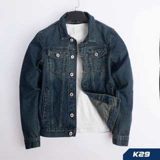 HUNTERXRAYS Áo Khoác Jeans Xanh Đậm K29 K30 K31 K33 Denim  Cotton 100% KHÔNG CO GIÃN  Form REGULAR FULLSize M - XXXL