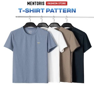 Áo Thun Nam Cổ Tròn MENTORIS, Chất Thun Lạnh Cao Cấp, Họa Tiết Gân, Thời Trang, Nhiều Màu MTS2506