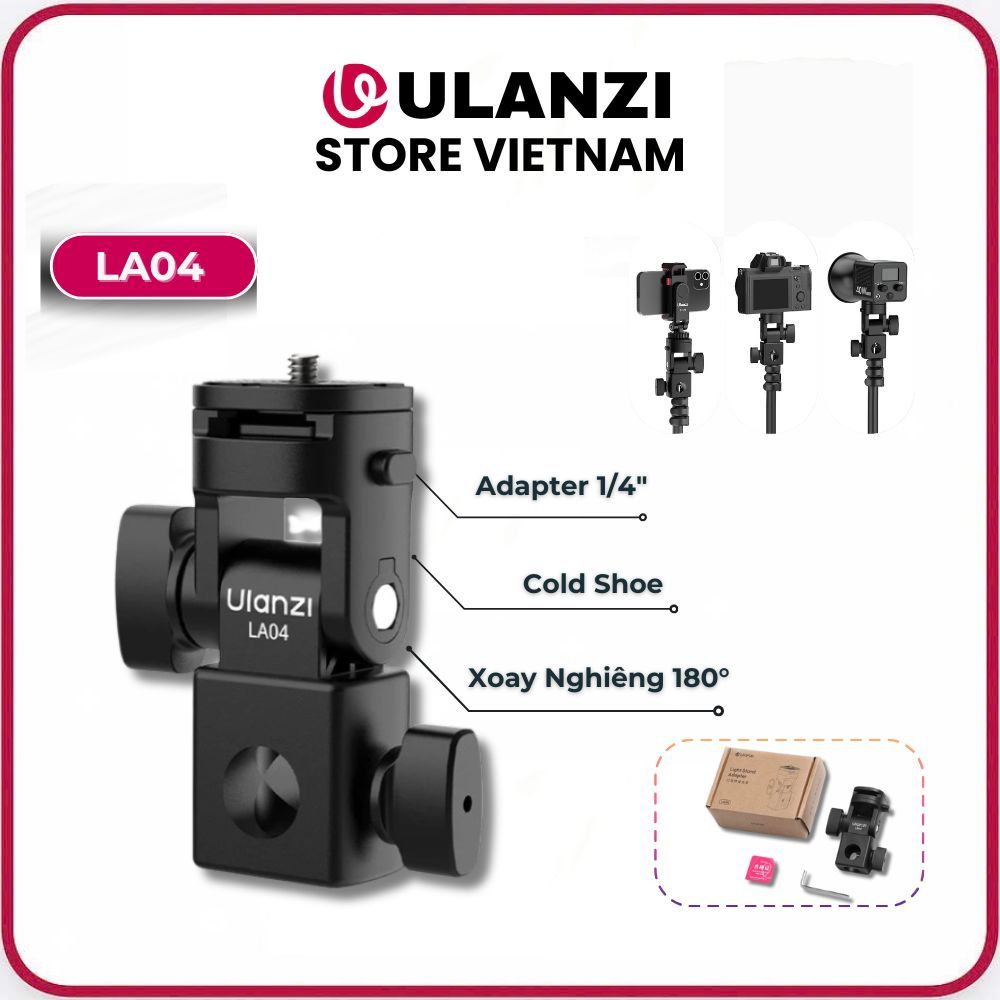 Ulanzi LA04 adapter 1/4 inch và Cold Shoe