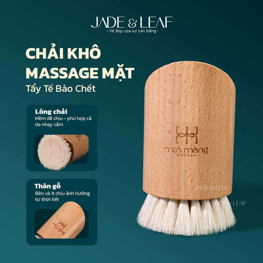 Bàn Chải Khô Mặt Body Jade&Leaf, Tẩy Tế Bào Chết Từ Lông Tự Nhiên Cao Cấp, Massage Làm Mịn Da