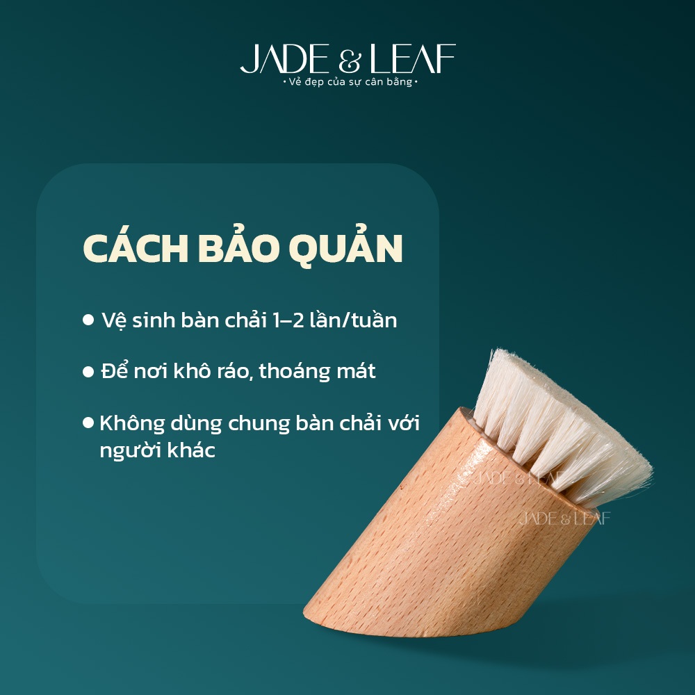 Bàn Chải Khô Mặt Body Jade&Leaf, Tẩy Tế Bào Chết Từ Lông Tự Nhiên Cao Cấp, Massage Làm Mịn Da