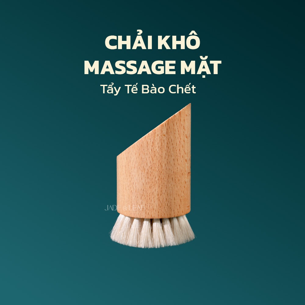 Bàn Chải Khô Mặt Body Jade&Leaf, Tẩy Tế Bào Chết Từ Lông Tự Nhiên Cao Cấp, Massage Làm Mịn Da