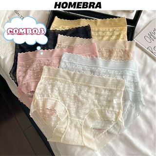 COMBO 2-3 Quần lót nữ ren co dãn thoáng khí, Quần chip ren lưới cạp cao ôm eo kiểu basic L5505