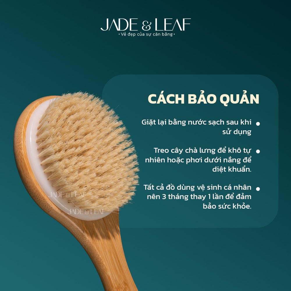 Cây Chà Lưng Jade&Leaf Chải Khô Body Tẩy Tế Bào Chết Và Làm Mịn Da Chà Tắm Khô Từ Lông Tự Nhiên