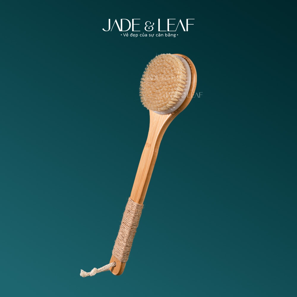 Cây Chà Lưng Jade&Leaf Chải Khô Body Tẩy Tế Bào Chết Và Làm Mịn Da Chà Tắm Khô Từ Lông Tự Nhiên