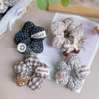 Cột tóc hoa phồng nơ caro gấu chấm bi cho bé