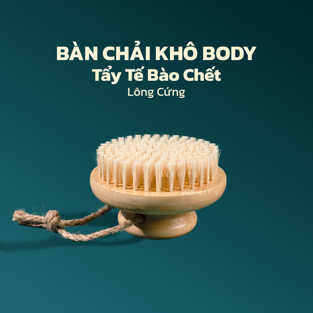 Bàn Chải Khô Body Jade&Leaf, Tẩy Tế Bào Chết, Chà Tắm Khô Từ Lông Tự Nhiên, Massage Làm Mịn Da