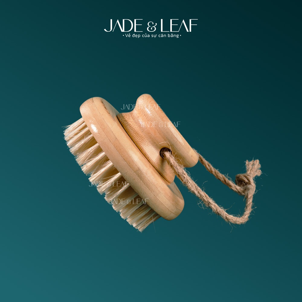 Bàn Chải Khô Body Jade&Leaf, Tẩy Tế Bào Chết, Chà Tắm Khô Từ Lông Tự Nhiên, Massage Làm Mịn Da
