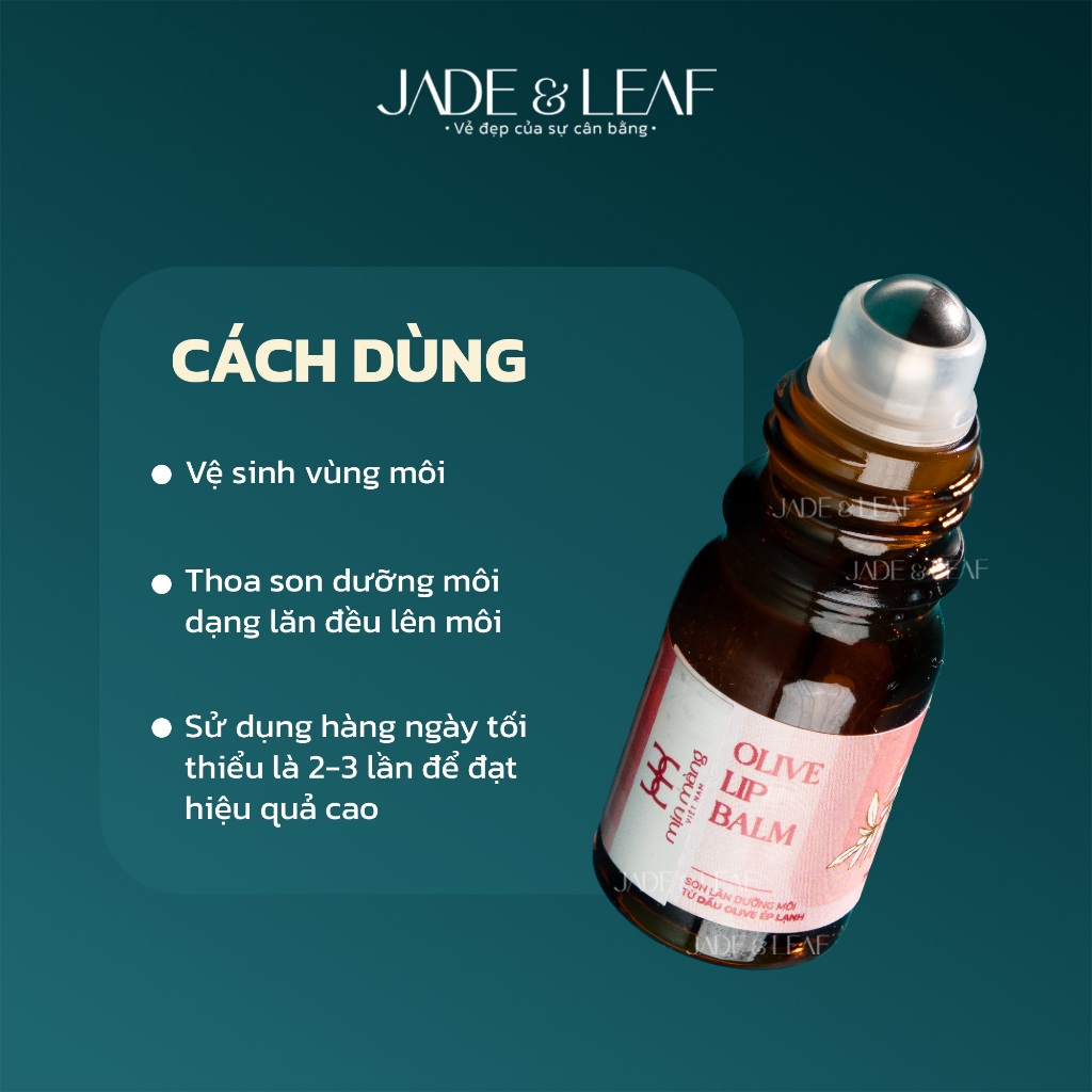 Son Dưỡng Môi Dầu Oliu Dạng Lăn Jade&Leaf, Nguyên Chất Không Màu Hỗ Trợ Giảm Thâm Cho Môi Khô Nứt Nẻ
