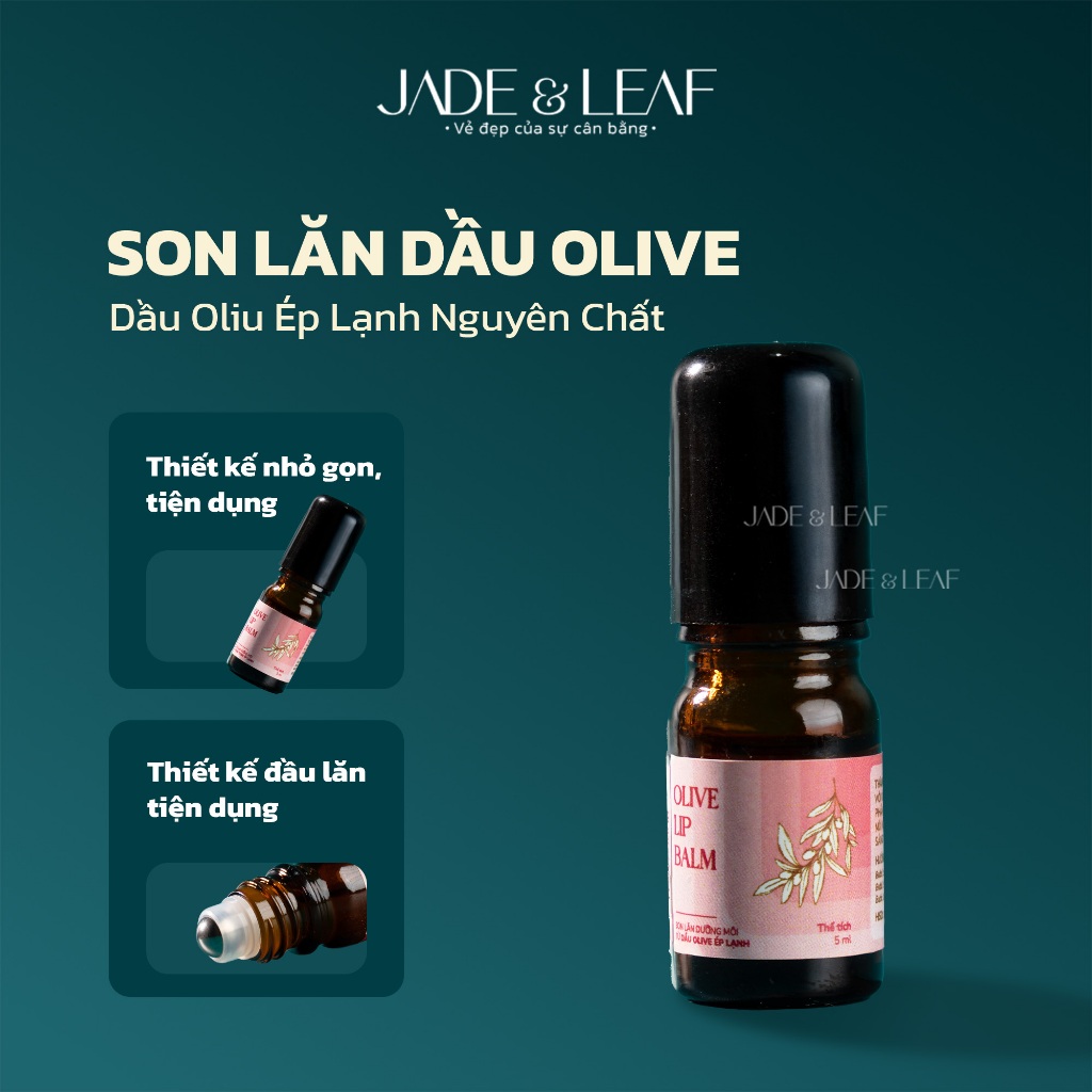 Son Dưỡng Môi Dầu Oliu Dạng Lăn Jade&Leaf, Nguyên Chất Không Màu Hỗ Trợ Giảm Thâm Cho Môi Khô Nứt Nẻ