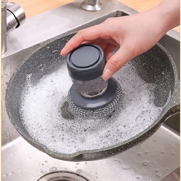 Cọ Rửa Chén Bát, Xoong Nồi – Dụng Cụ Có Bình Đựng Xà Phòng, Bền Đẹp, Tiện Dụng Cho Gia Đình