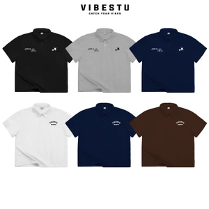 Áo Polo Local Brand VIBESTU " BST Polo Logo & Star ", Áo Polo Boxy Form Rộng Unisex 250Gsm Cotton