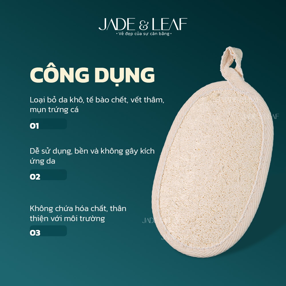 Bông Tắm Xơ Mướp Dẹt Jade&Leaf Cao Cấp, Tẩy Tế Bào Chết Body, Giảm Mụn Lưng An Toàn Cho Da