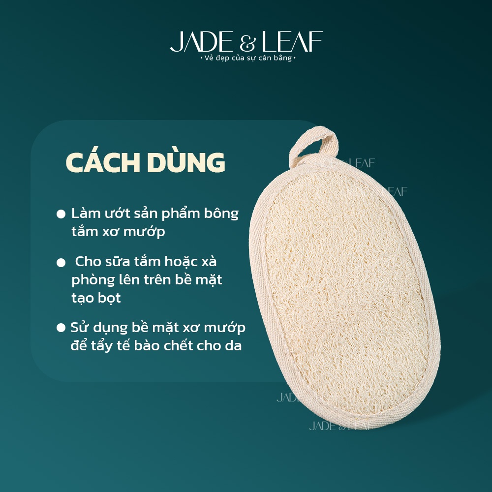Bông Tắm Xơ Mướp Dẹt Jade&Leaf Cao Cấp, Tẩy Tế Bào Chết Body, Giảm Mụn Lưng An Toàn Cho Da