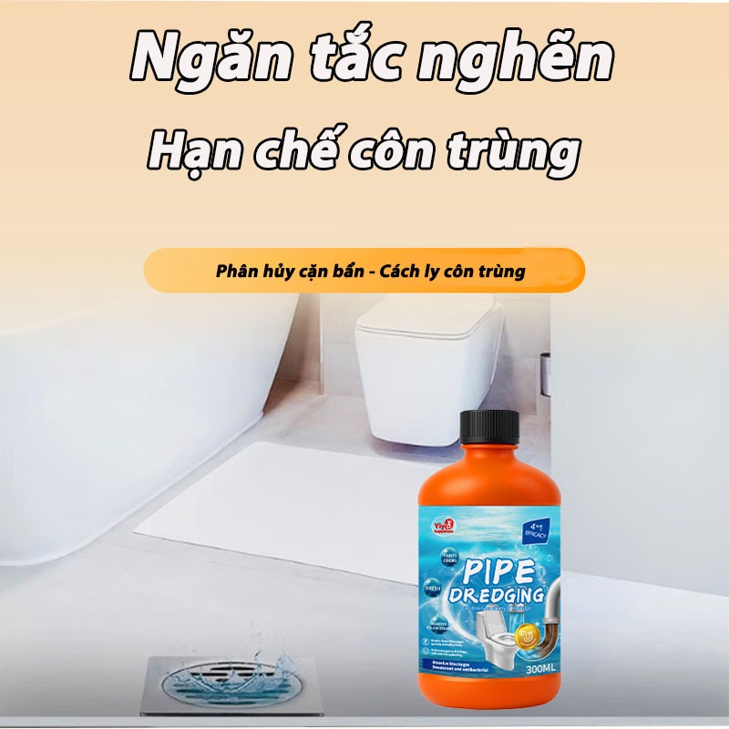 Dung dịch thông tắc ống nước mạnh lực giải tỏa dầu mỡ tóc lông khử mùi an toàn ống PVC tiện lợi