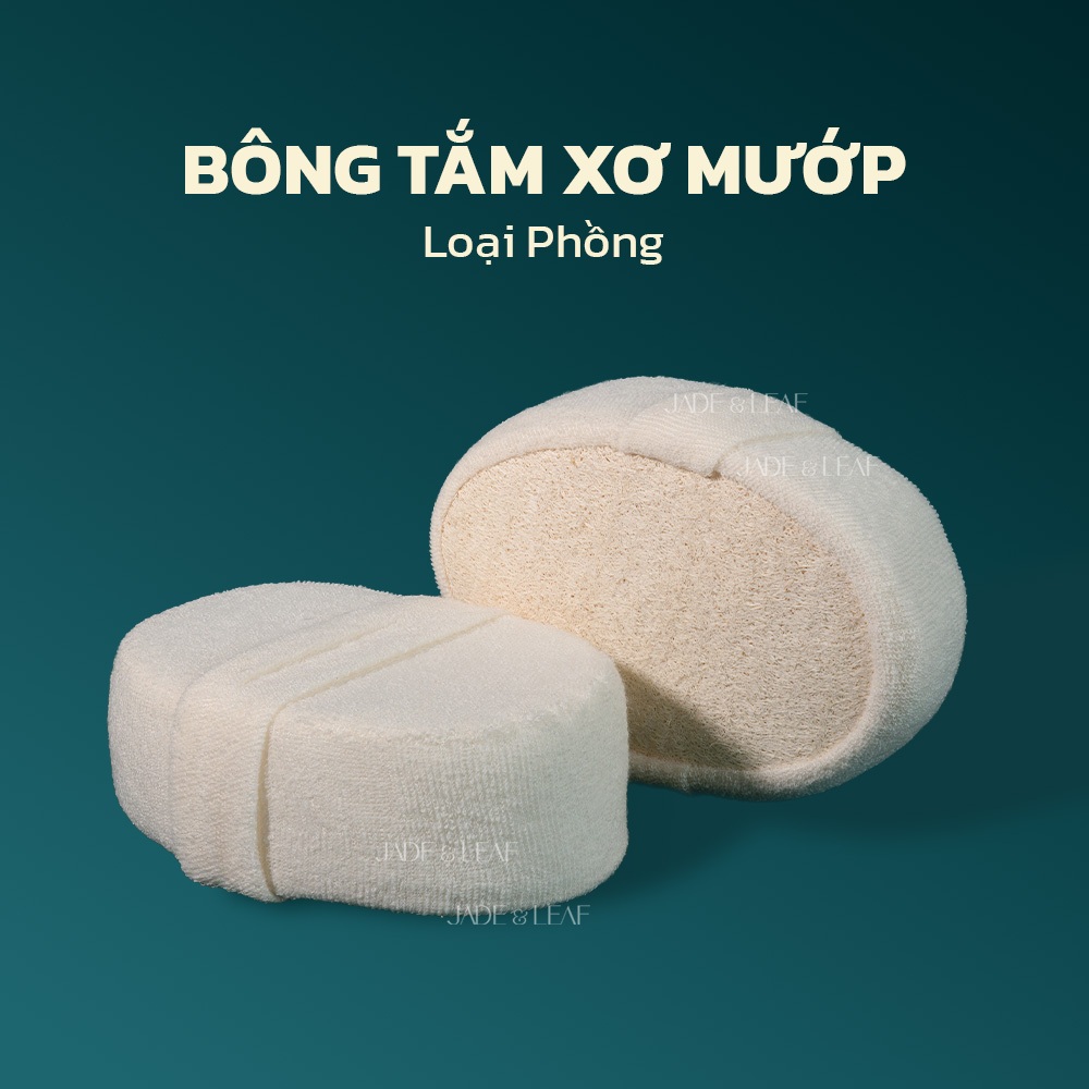 Bông Tắm Xơ Mướp Jade&Leaf Kết Hợp Bọt Biển Mềm Mịn, Tẩy Tế Bào Chết Body, Chăm Sóc Da Tự Nhiên