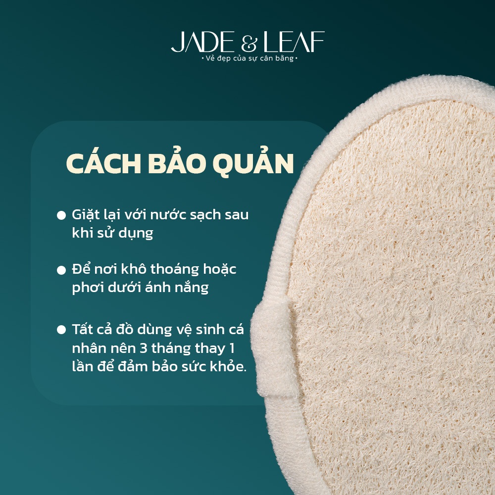 Bông Tắm Xơ Mướp Jade&Leaf Kết Hợp Bọt Biển Mềm Mịn, Tẩy Tế Bào Chết Body, Chăm Sóc Da Tự Nhiên