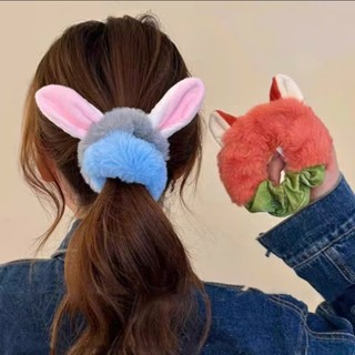 Scrunchies nơ buộc tóc lông mềm mịn cáo cam Nick và thỏ xám Judy đáng yêu cho bạn gái