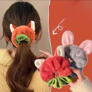 Scrunchies nơ buộc tóc lông mềm mịn cáo cam Nick và thỏ xám Judy đáng yêu cho bạn gái