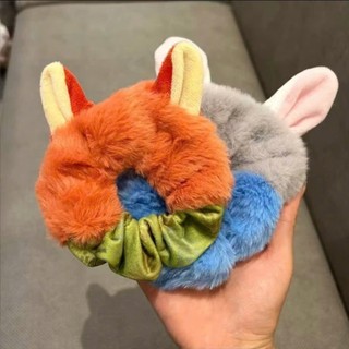 Scrunchies nơ buộc tóc lông mềm mịn cáo cam Nick và thỏ xám Judy đáng yêu cho bạn gái
