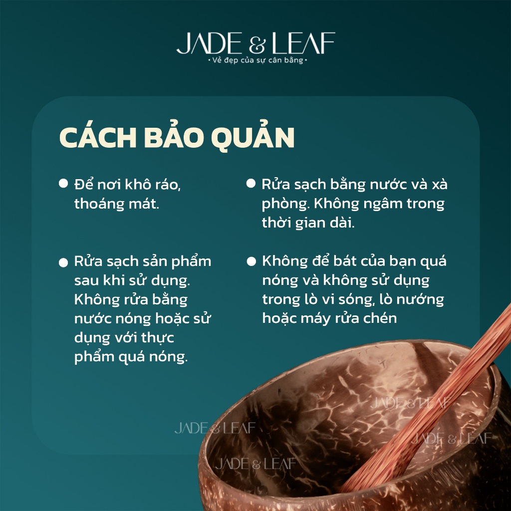 Combo Bát Gáo Dừa Jade&Leaf Kèm Muỗng Gỗ Hàn Quốc Cao Cấp, Ăn Cơm Ngũ Cốc Đựng Bột Đắp Mặt Nạ