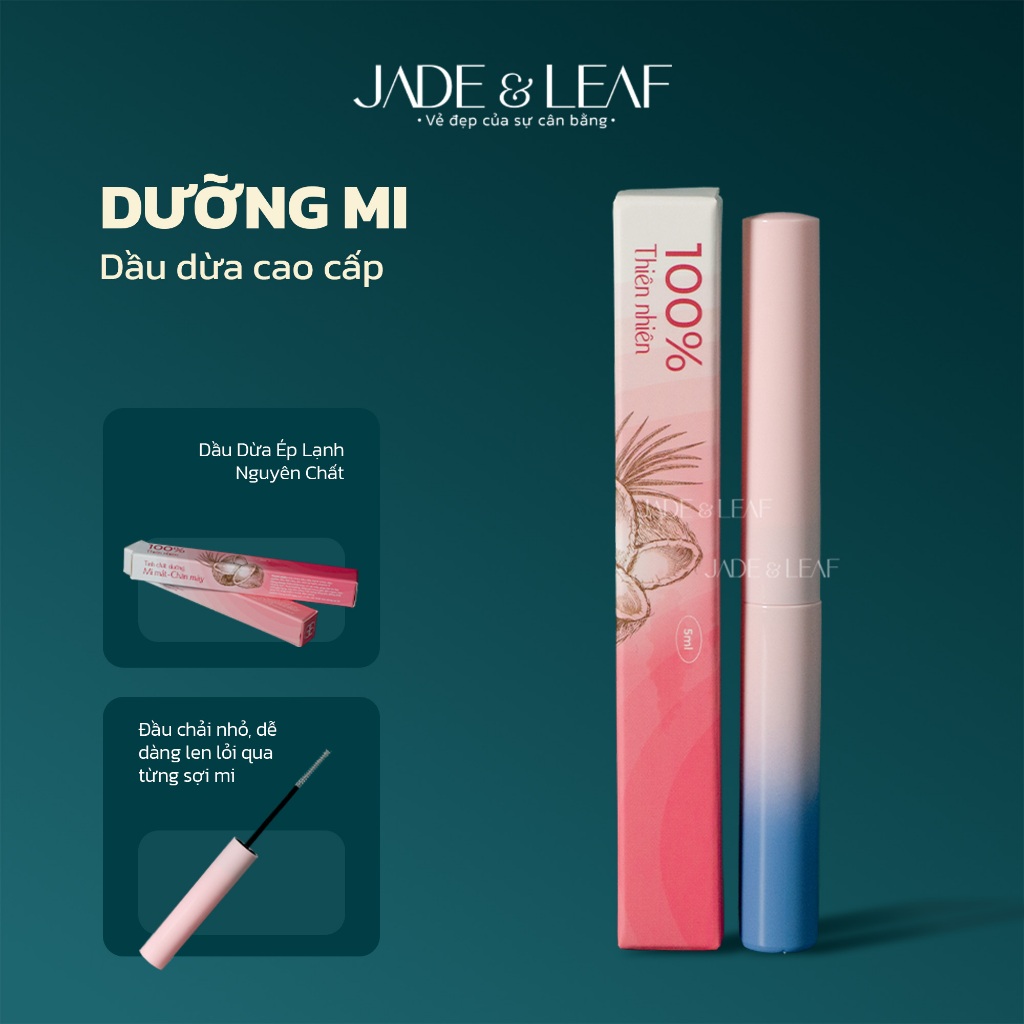 Tinh Chất Dưỡng Mi Jade&Leaf Cao Cấp, Serum Nguyên Chất Dầu Dừa Giúp Mi Dài Nhanh Không Dính Mắt