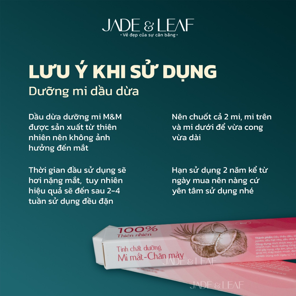 Tinh Chất Dưỡng Mi Jade&Leaf Cao Cấp, Serum Nguyên Chất Dầu Dừa Giúp Mi Dài Nhanh Không Dính Mắt