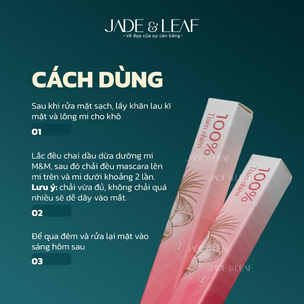 Tinh Chất Dưỡng Mi Jade&Leaf Cao Cấp, Serum Nguyên Chất Dầu Dừa Giúp Mi Dài Nhanh Không Dính Mắt
