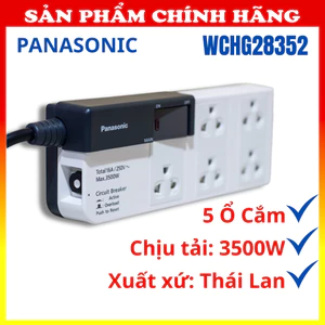 Ổ Cắm Kéo Dài Panasonic WCHG28352 Chính Hãng – 5 Ổ Cắm 3500W, Có Công Tắc An Toàn, Xuất Xứ Thái Lan