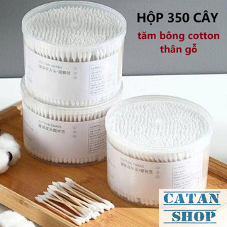 Hộp 350 Tăm Bông Ngoáy Tai 2 Đầu Bông Mềm Mại Tiện Lợi, Tăm Bông 350 Cây Trang Điểm Vệ Sinh Tai