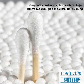 Hộp 350 Tăm Bông Ngoáy Tai 2 Đầu Bông Mềm Mại Tiện Lợi, Tăm Bông 350 Cây Trang Điểm Vệ Sinh Tai