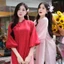 CÓ BIGSIZE - Áo dài lụa gấm DUYÊN NGHI tay bồng phối cổ bèo cách điệu kèm quần Satin AD196