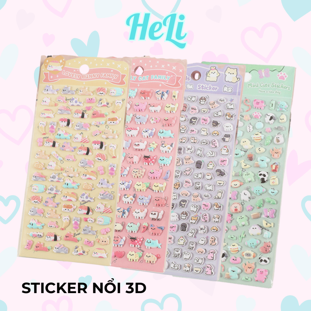 STICKER NỔI 3D ANIMAL, CUTE, LOVELY MINI DÁN TRANG TRÍ SỔ ĐIỆN THOẠI ỐP ...