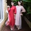 CÓ BIGSIZE - Áo dài lụa gấm DUYÊN NGHI tay bồng phối cổ bèo cách điệu kèm quần Satin AD196