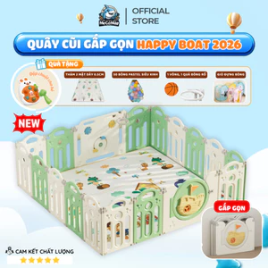 Quây Cũi Nhựa Cho Bé Happy Boat Tặng Bóng+Thảm+Bóng Rổ+ Giỏ, Quây Nhựa Gấp Gọn Dùng Cho Mọi Loại Sàn QN05