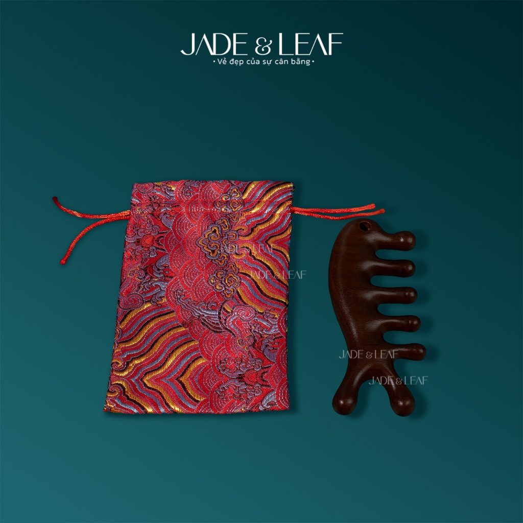Lược Gỗ Đàn Hương Jade&Leaf Cao Cấp, Massage Da Đầu Chải Tóc Giảm Đau Đầu Thư Giãn Thông Kinh Mạch