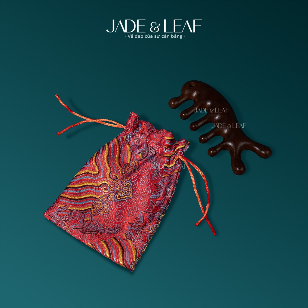 Lược Gỗ Đàn Hương Jade&Leaf Cao Cấp, Massage Da Đầu Chải Tóc Giảm Đau Đầu Thư Giãn Thông Kinh Mạch